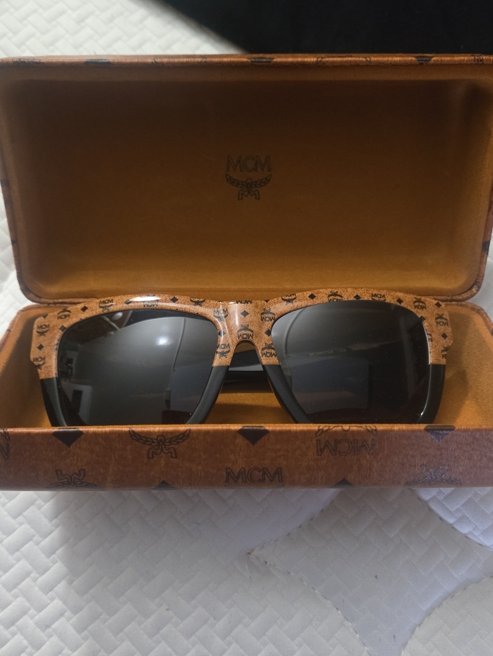 MCM Cognac Monogram Top-Frame Sunglasses with Black Lenses